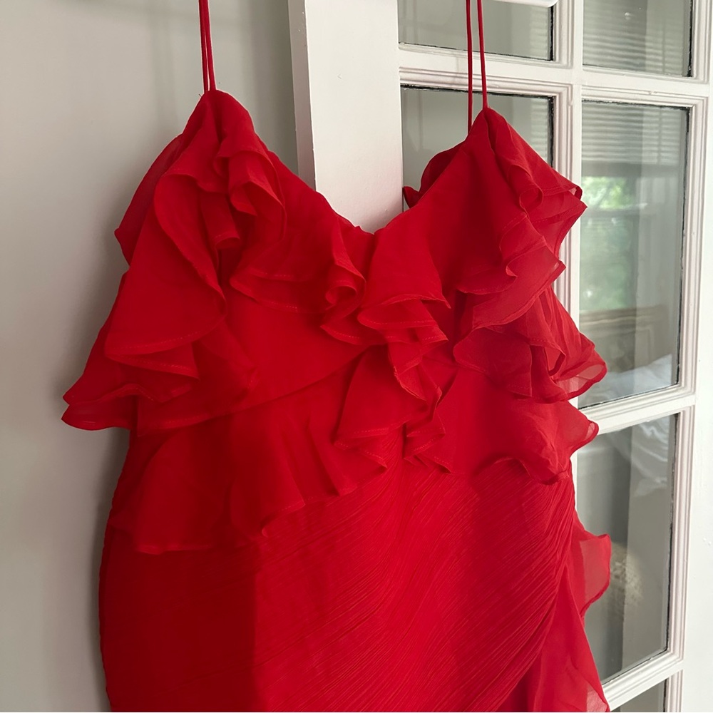 ASOS Red Ruffle Mini Dress, Size US 12 - Picture 2 of 7